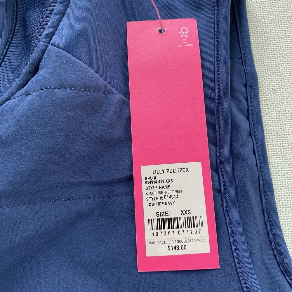 Lilly Pulitzer Luxletic Kimberline Hybrid Vest XXS Low Tide Navy NWT Flaw - Picture 14 of 15